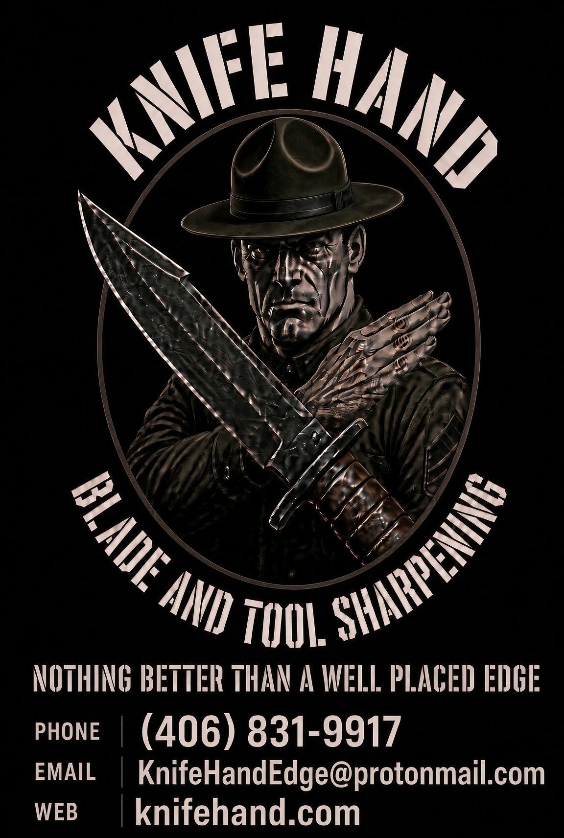 Knife Hand logo: blade and tool sharpening